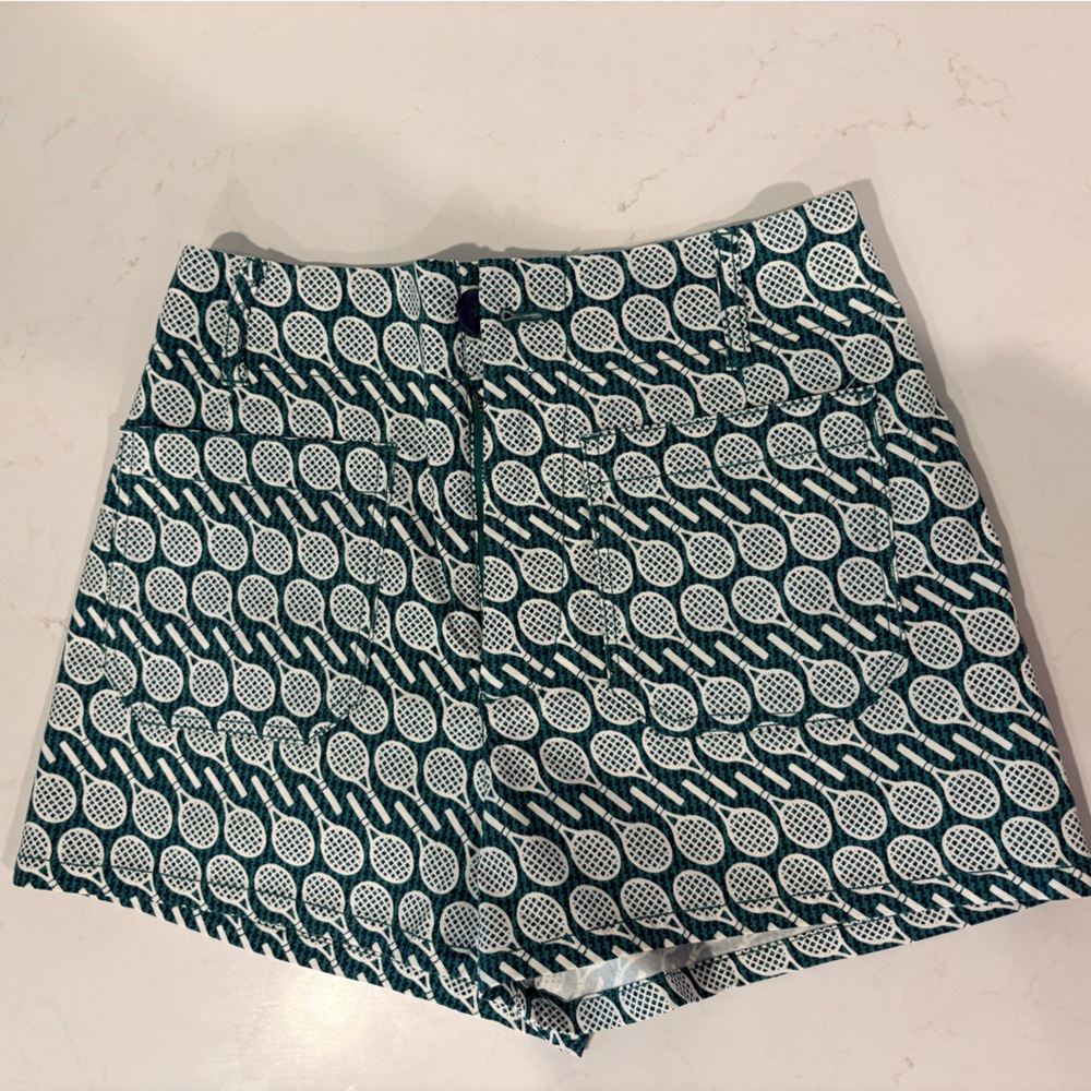 Maeve Collette Short, green and white tennis racket print, size 27